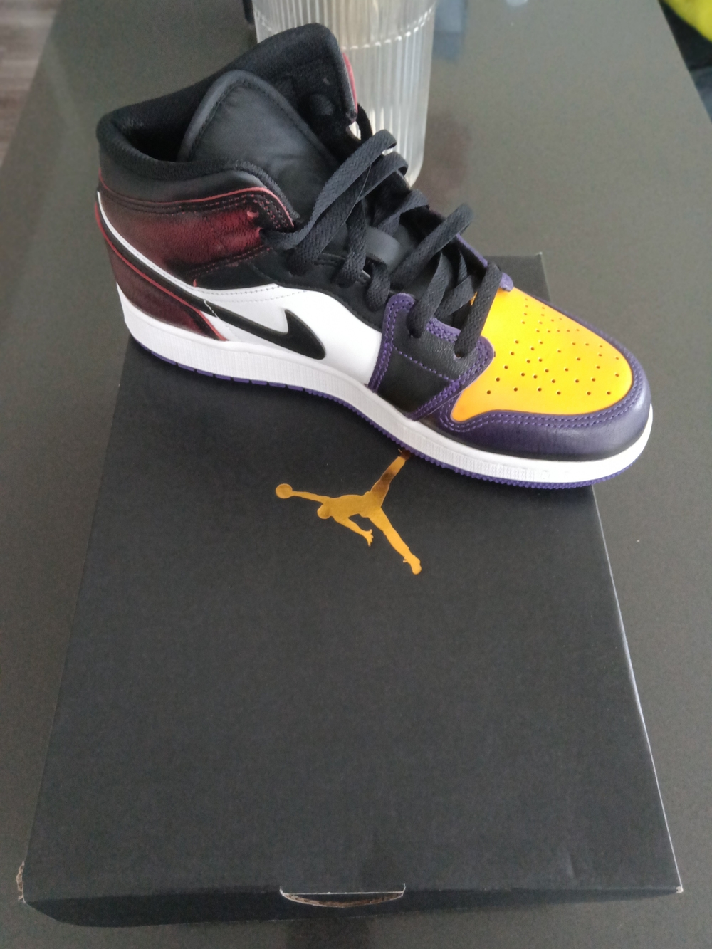 Nike Air Jordan 1 Mid - Black / Yellow / Purple
